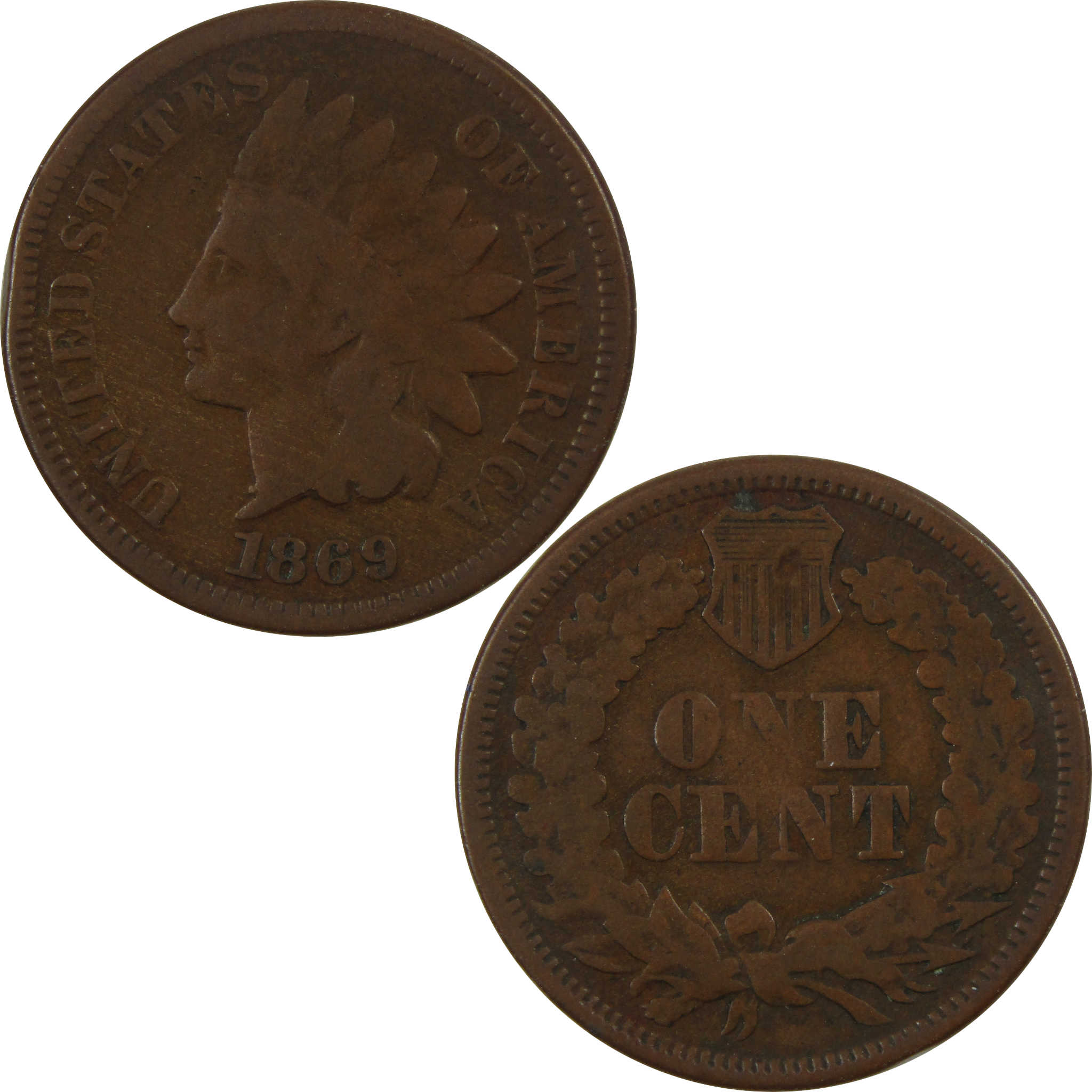 1869 Indian Head Cent G Good Penny 1c US Coin SKU:I4310