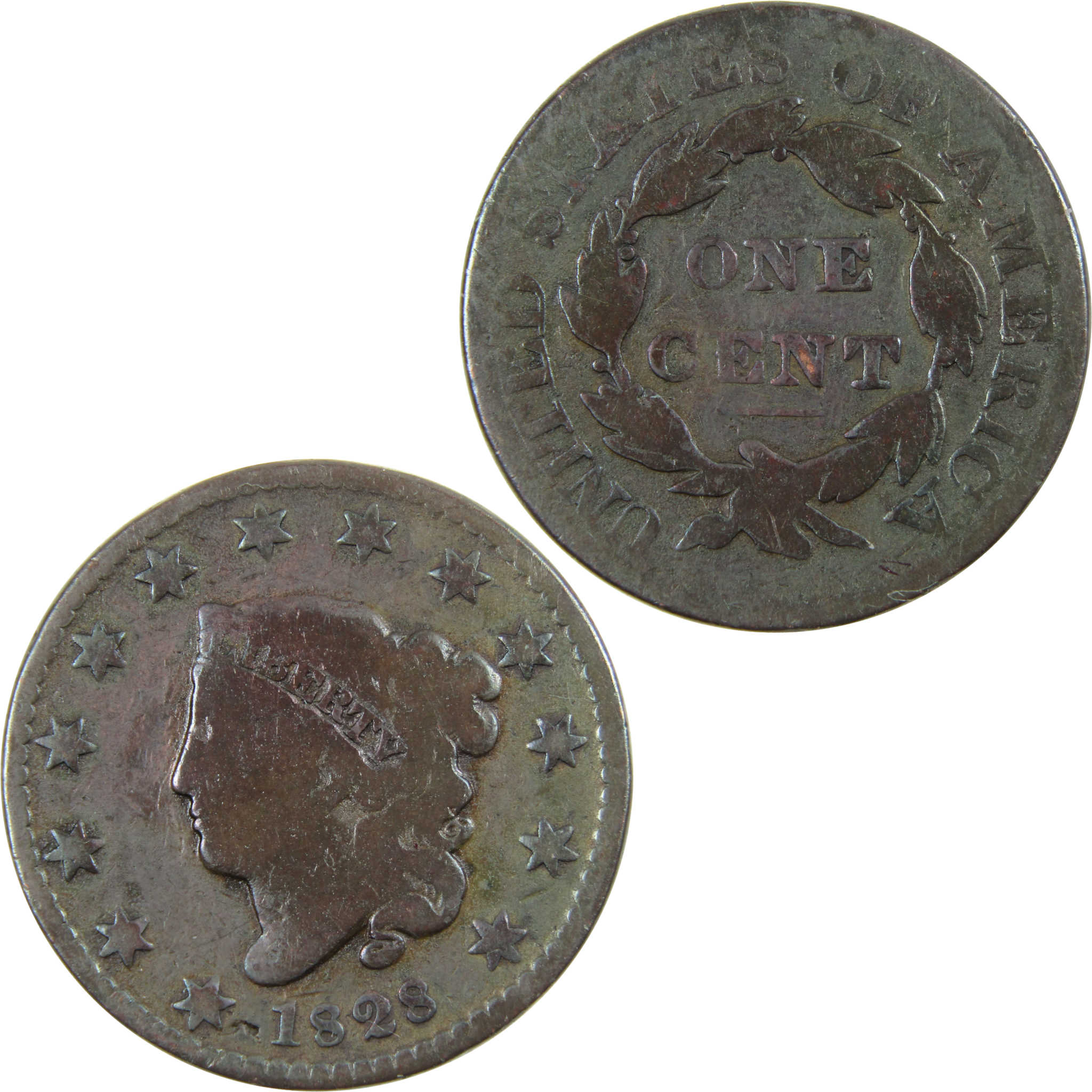 1828 Small Wide Date Coronet Head Large Cent AG About Good SKU:I4204