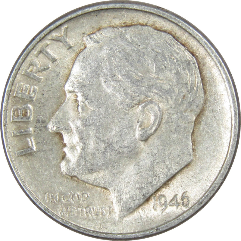 1946 D Roosevelt Dime AG About Good 90% Silver 10c US Coin Collectible - Roosevelt coin - Profile Coins &amp; Collectibles