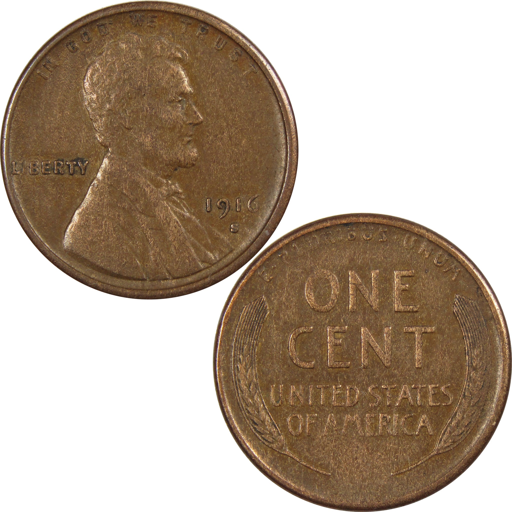 1916 S Lincoln Wheat Cent XF EF Extremely Fine Penny 1c SKU:IPC7743