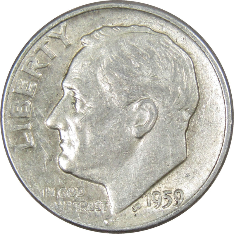 1959 D Roosevelt Dime AG About Good 90% Silver 10c US Coin Collectible - Roosevelt coin - Profile Coins &amp; Collectibles