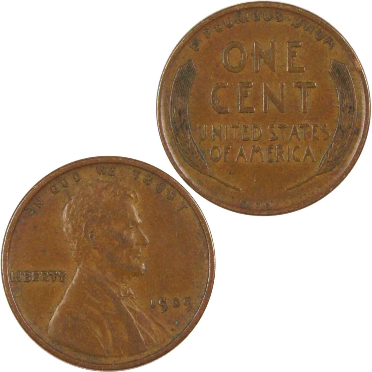 1909 VDB Lincoln Wheat Cent VF Very Fine Bronze Penny 1c Coin Collectible
