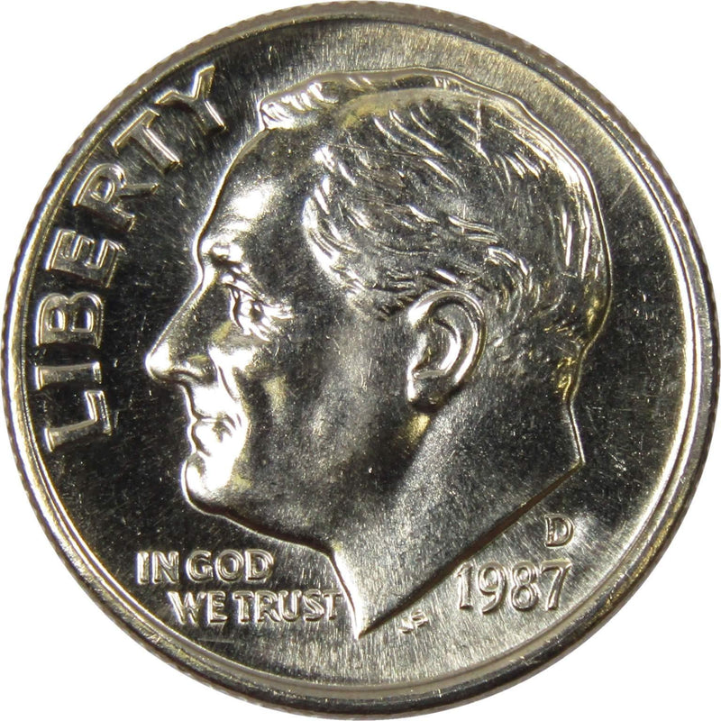 1987 D Roosevelt Dime BU Uncirculated Mint State 10c US Coin Collectible - Roosevelt coin - Profile Coins &amp; Collectibles
