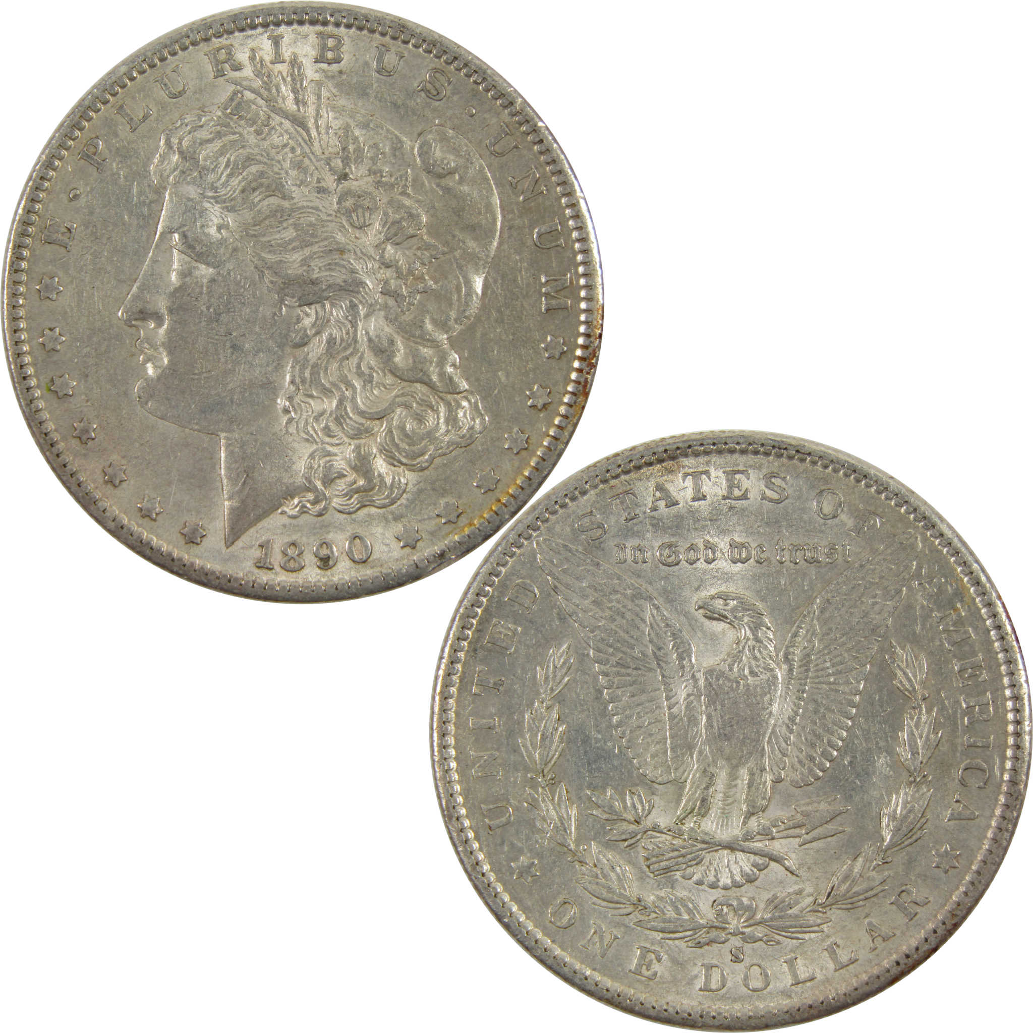 1890 S Morgan Dollar AU About Uncirculated 90% Silver SKU:I7563 - Morgan coin - Morgan silver dollar - Morgan silver dollar for sale - Profile Coins &amp; Collectibles