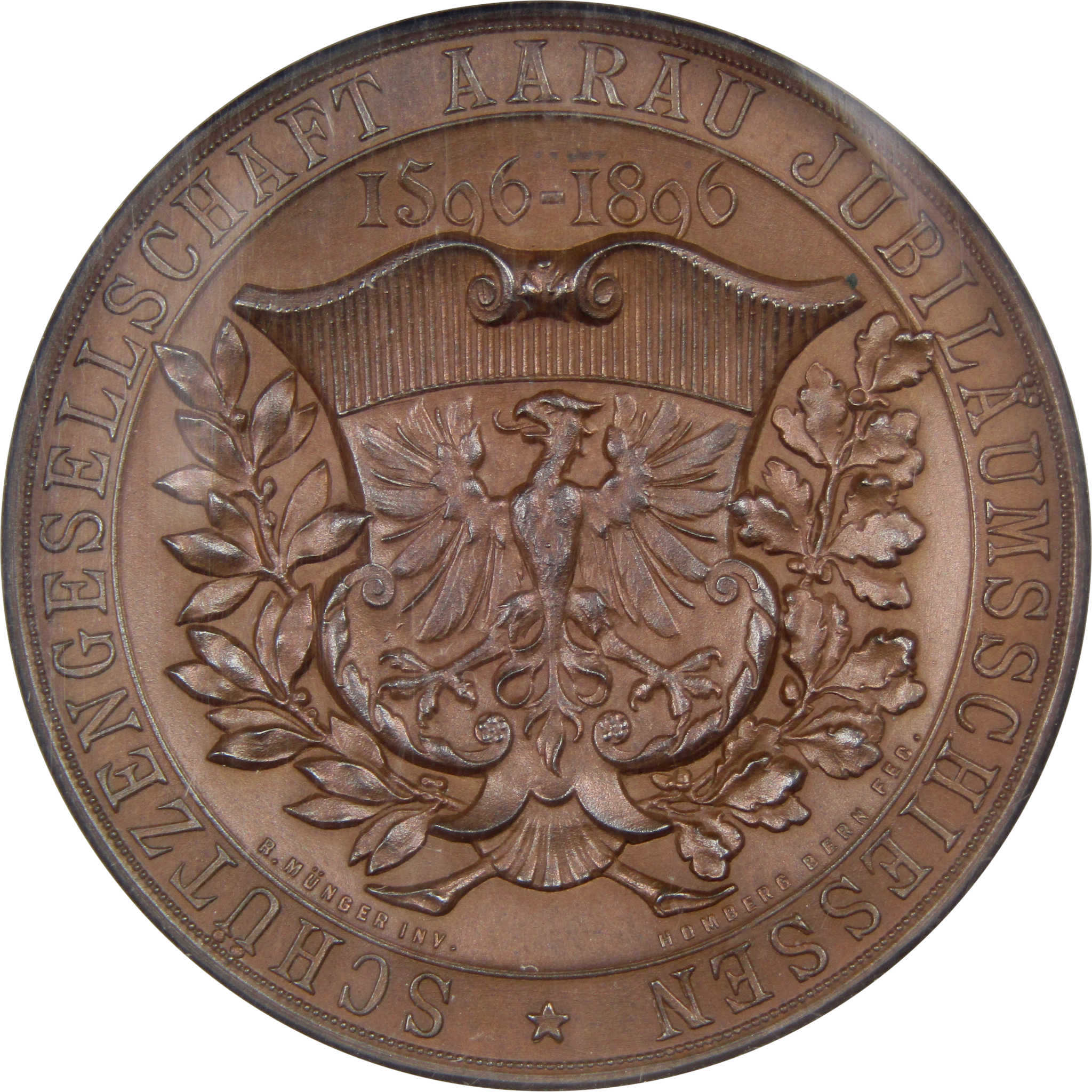 1896 Swiss Shooting Festival Medal R-16b AE 38mm MS 63 NGC SKU:I1466