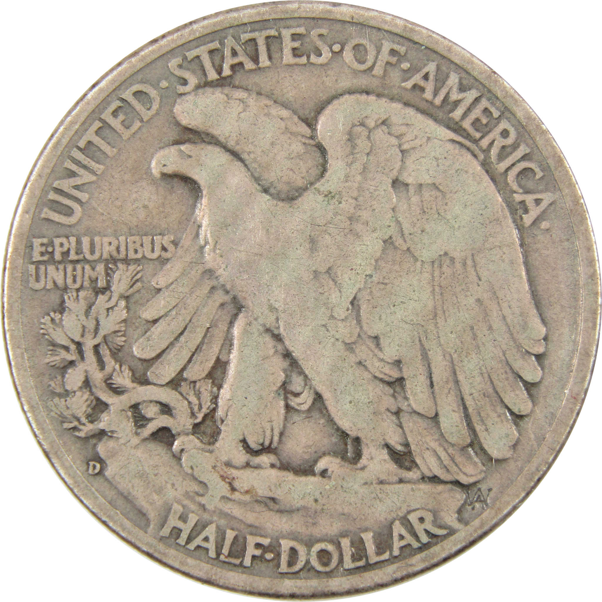 1938 D Liberty Walking Half Dollar F Fine 90% Silver 50c SKU:I7492