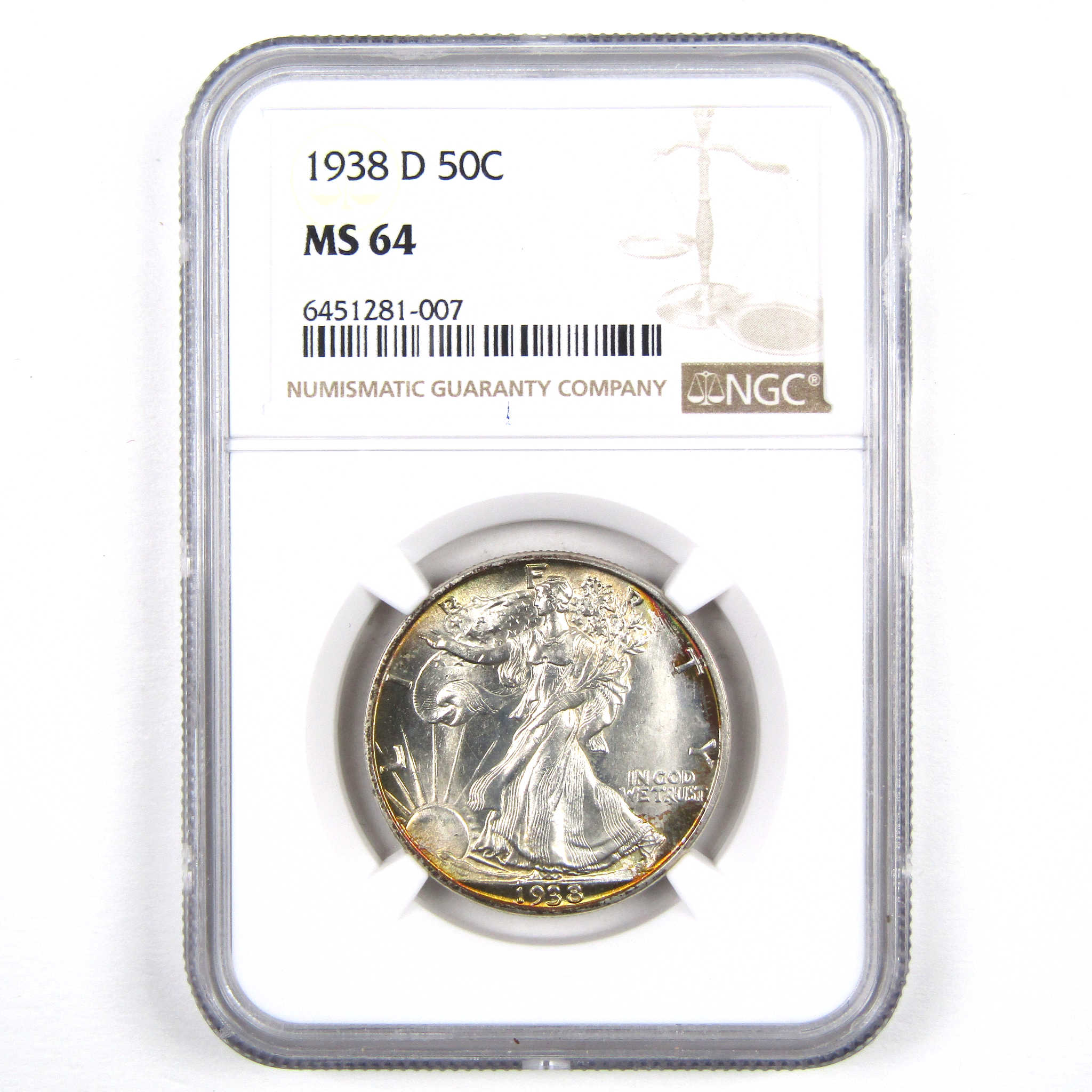 1938 D Liberty Walking Half Dollar MS 64 NGC Silver SKU:I3020