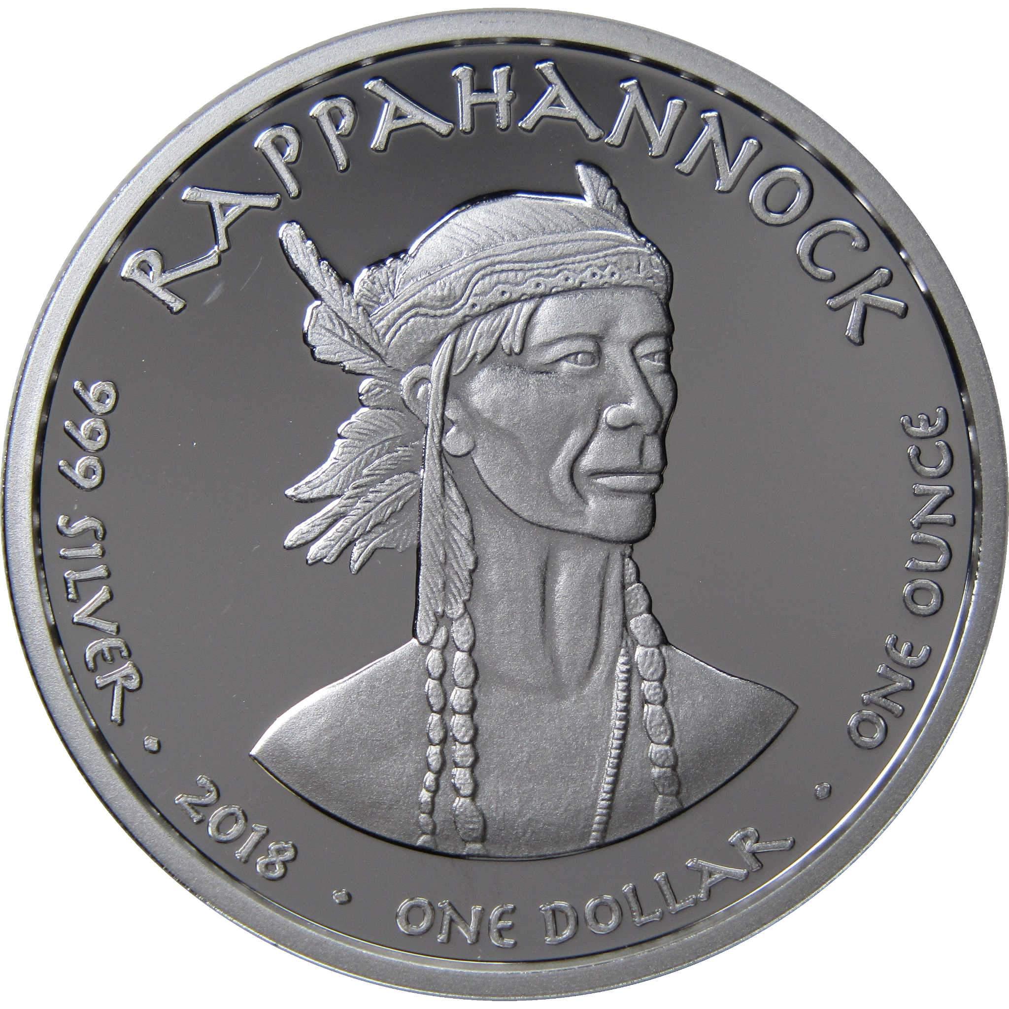 2018 Native American Jamul Rappahannock Bat 1 oz .999 Fine Silver $1 Proof Coin