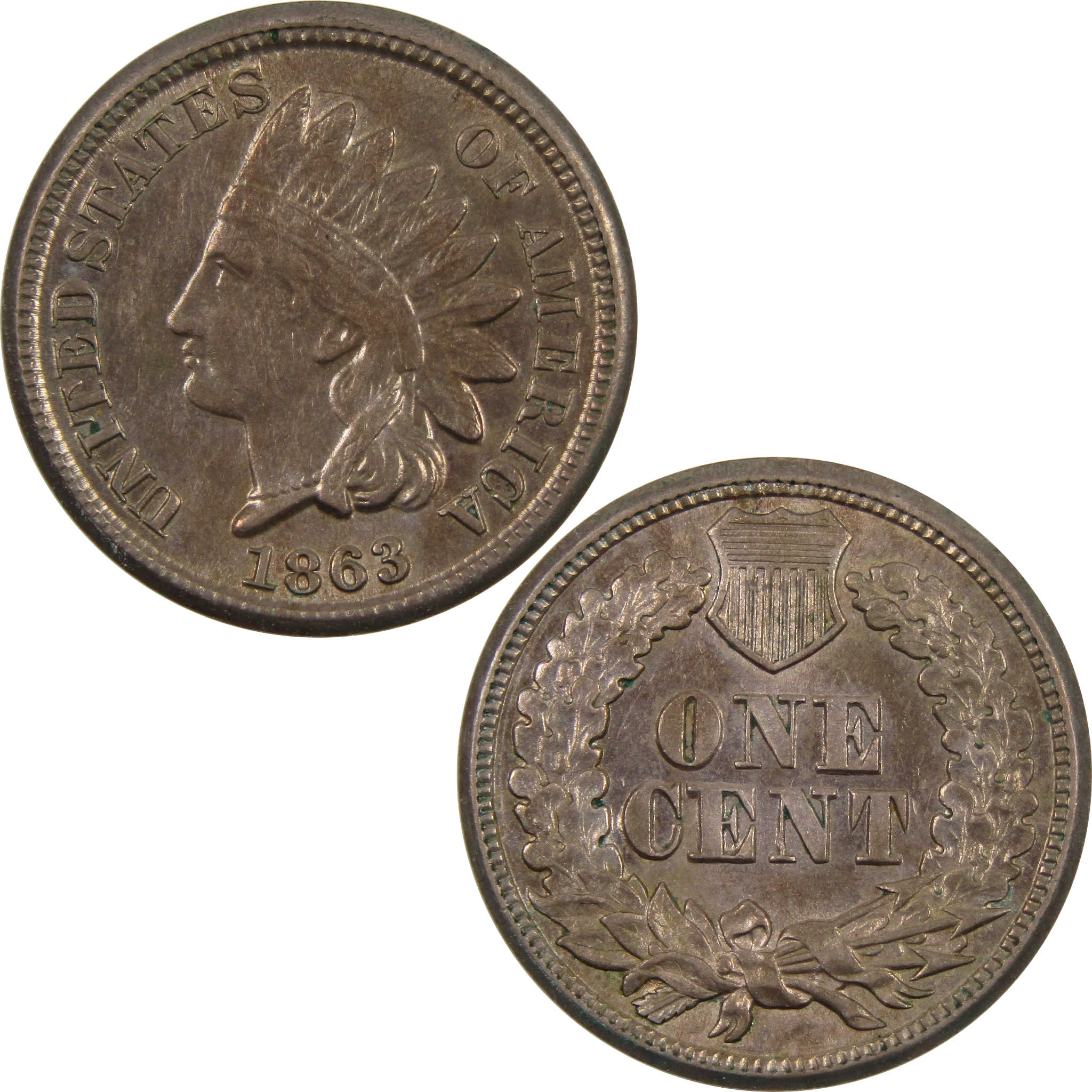 1863 Indian Head Cent AU About Uncirculated Copper-Nickel SKU:CPC2502