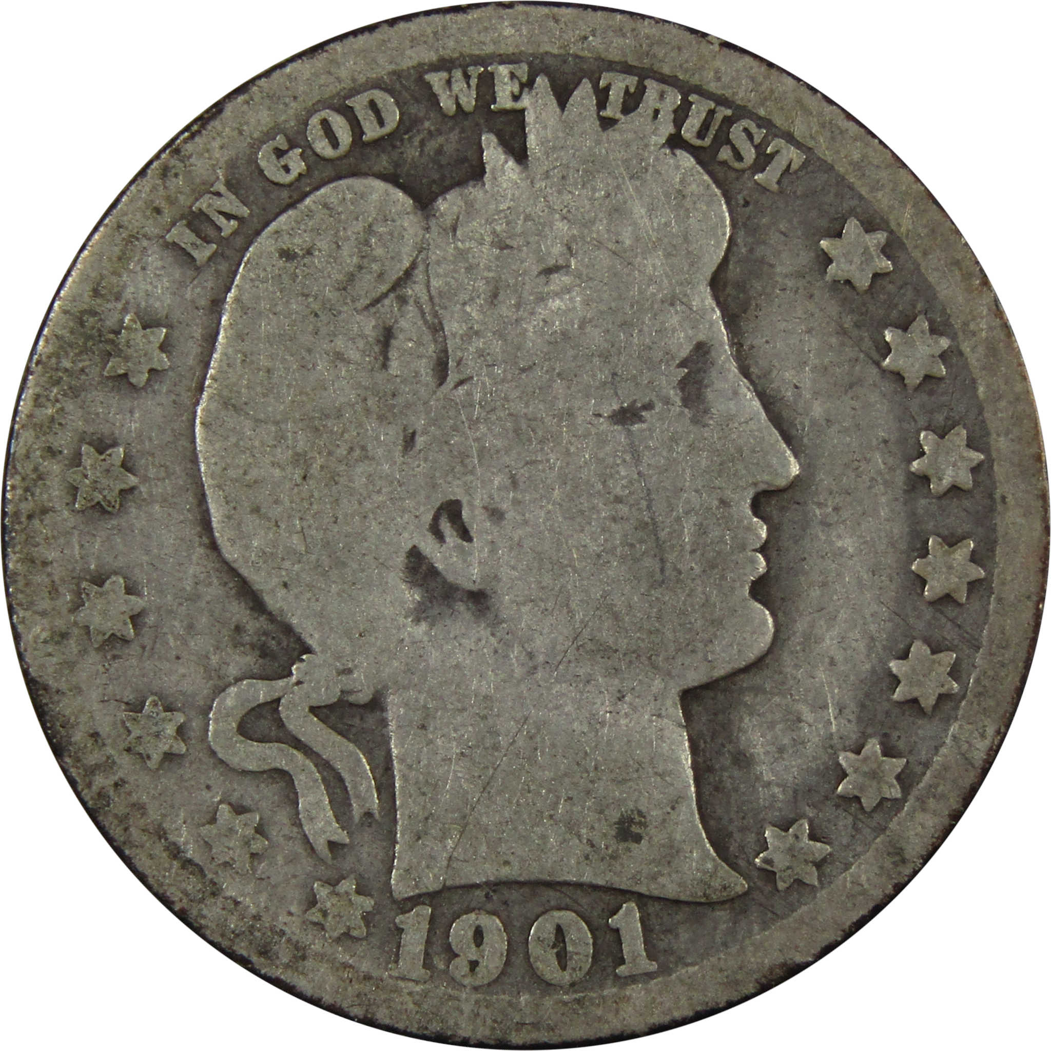 1901 O Barber Quarter AG About Good 90% Silver 25c Coin SKU:I7152