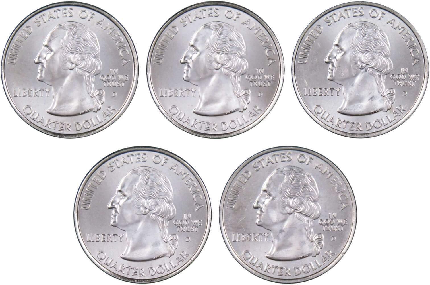 2005 D State Quarter 5 Coin Set BU Uncirculated Mint State 25c Collectible