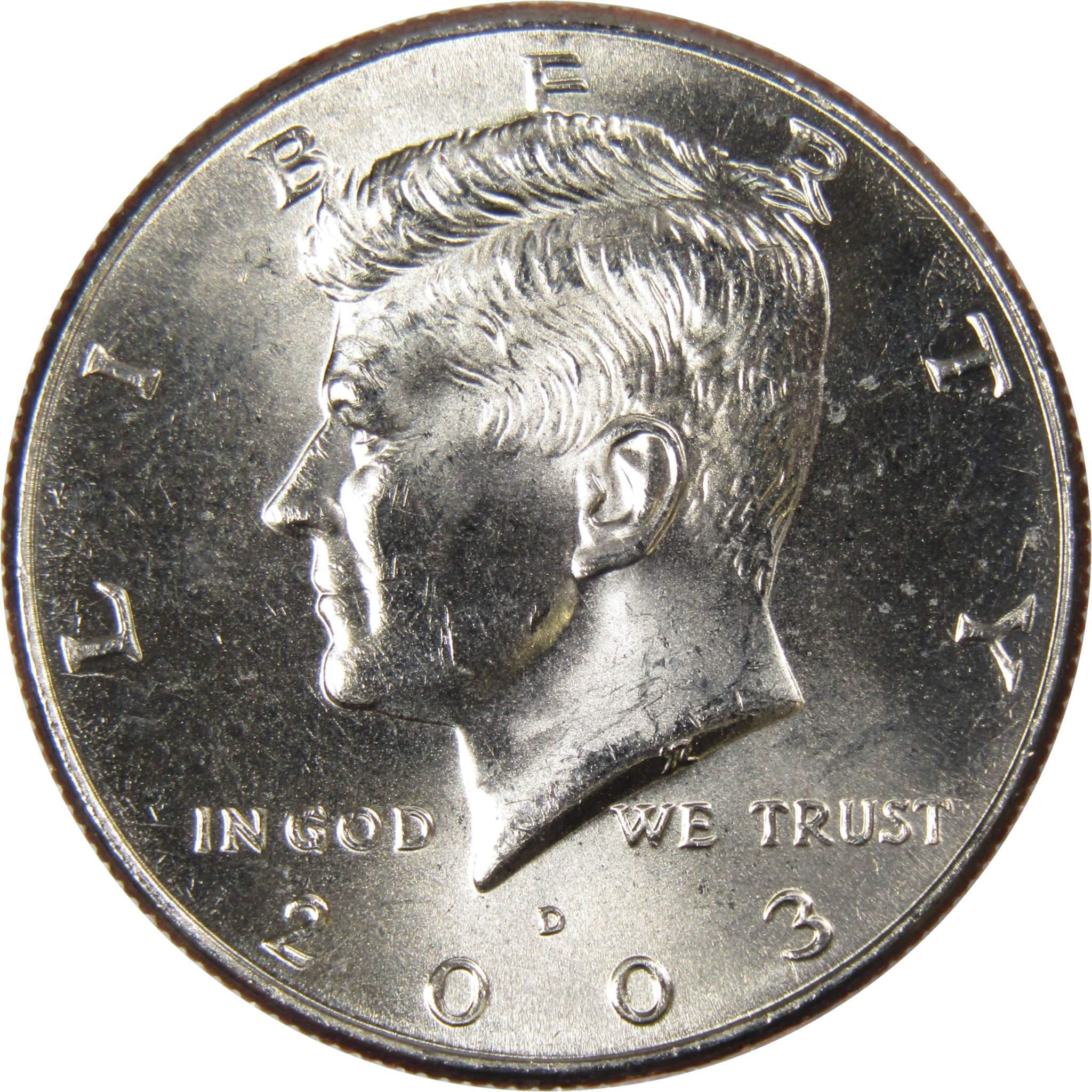 2003 D Kennedy Half Dollar BU Uncirculated Mint State 50c US Coin Collectible