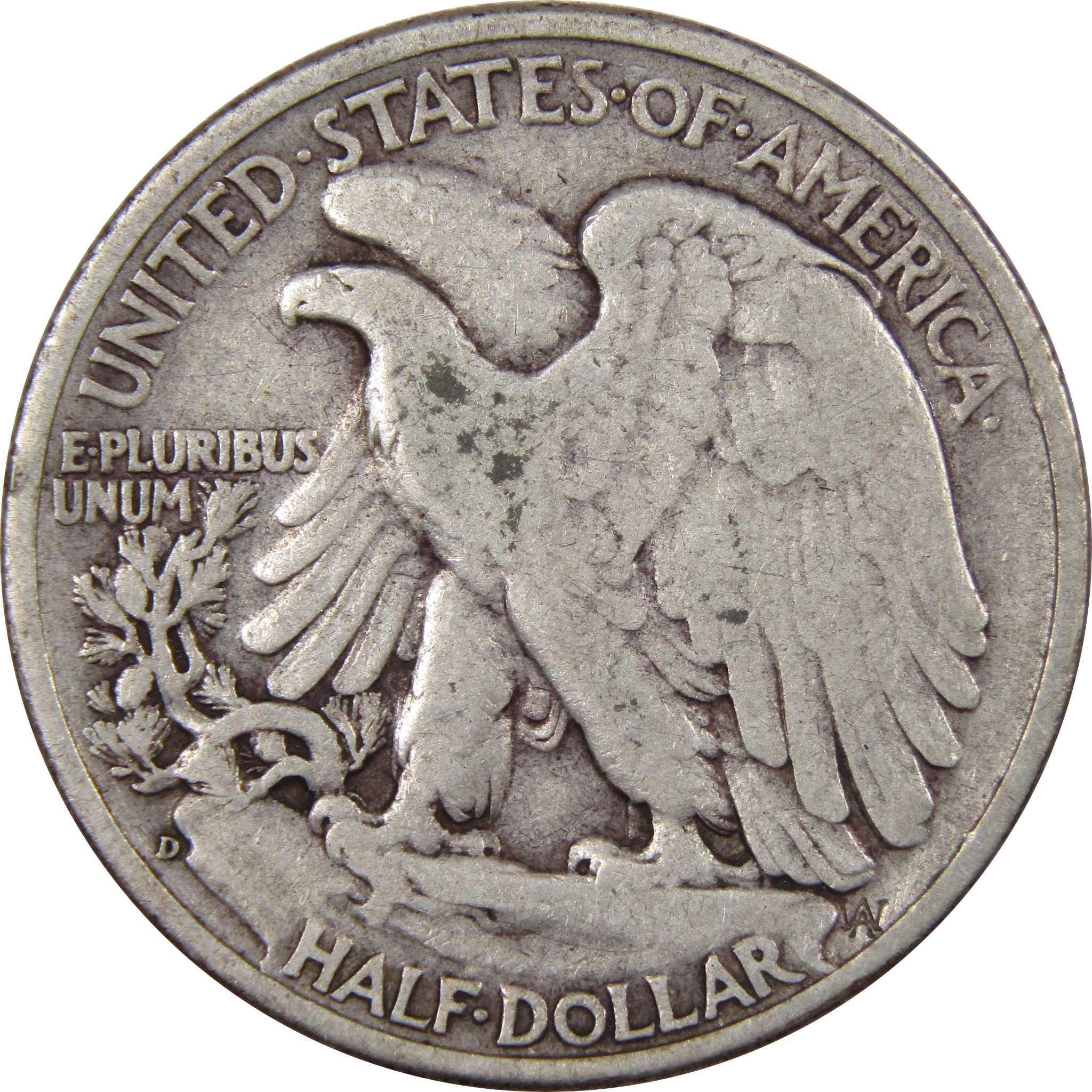 1938 D Liberty Walking Half Dollar F Fine 90% Silver 50c SKU:IPC9244