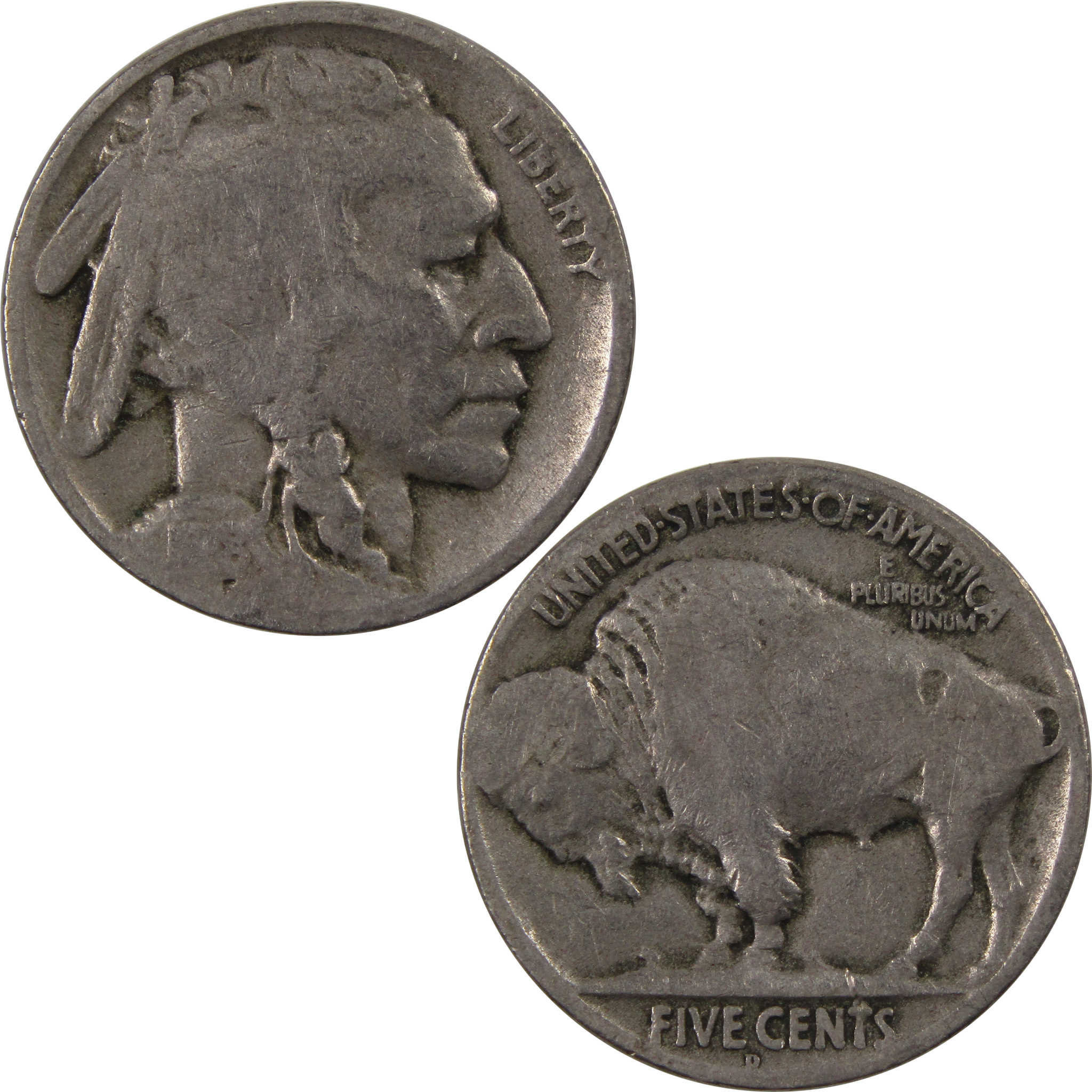 1918 D Indian Head Buffalo Nickel 5 Cent Piece AG About Good SKU:I3234