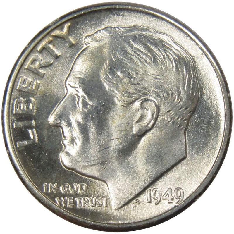 1949 Roosevelt Dime BU Uncirculated Mint State 90% Silver 10c US Coin - Roosevelt coin - Profile Coins &amp; Collectibles
