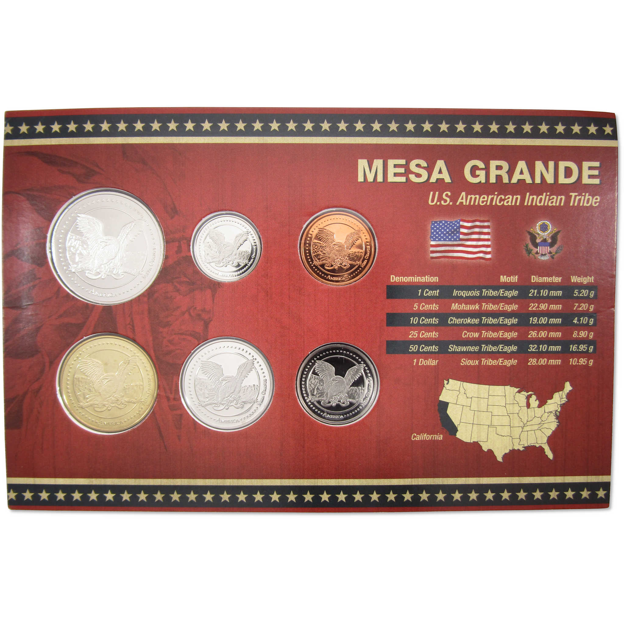 2013 Mesa Grande Tribe Native American Uncirculated Coin Set Collectib