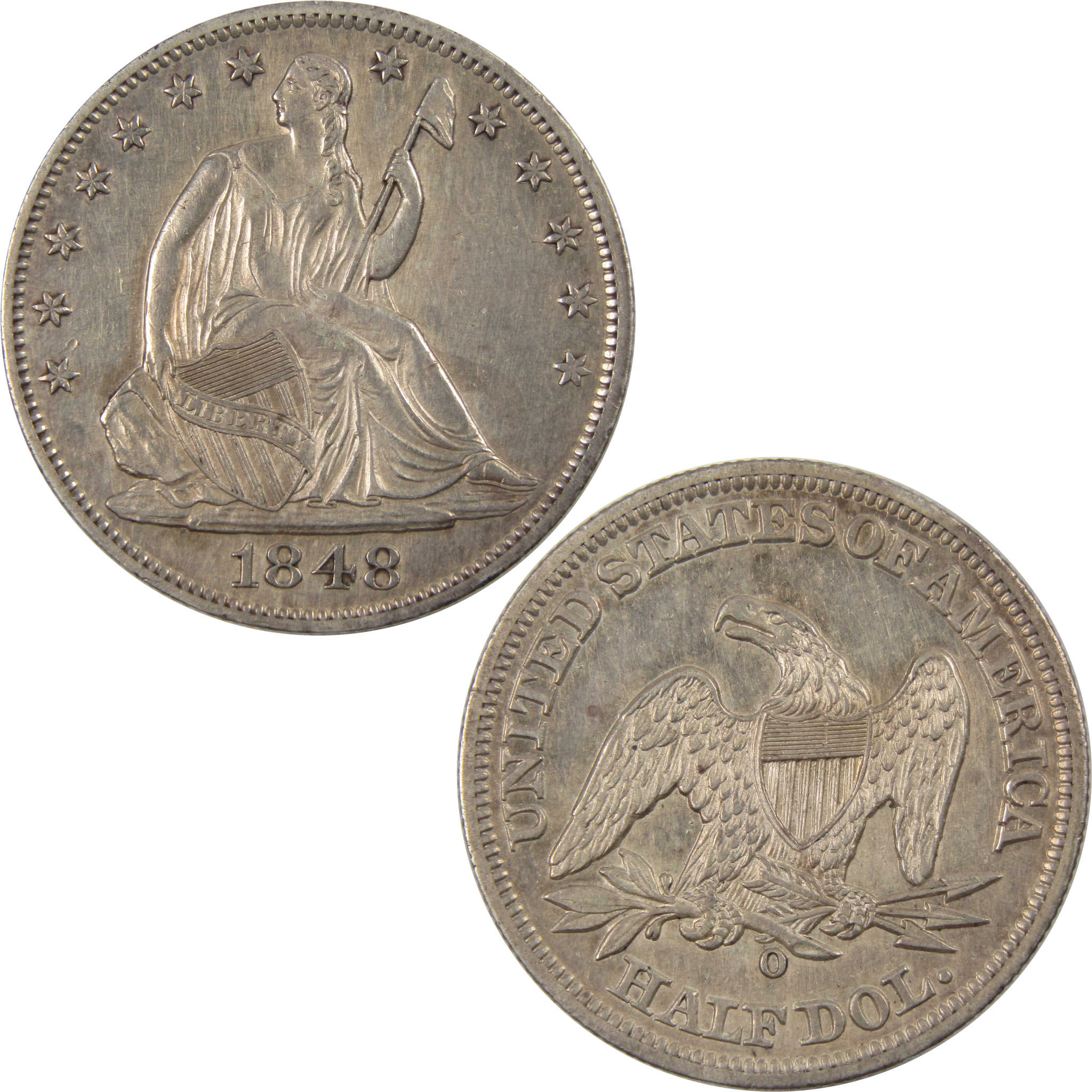 1848 O Seated Liberty Half Dollar AU About Unc Details SKU:CPC2651