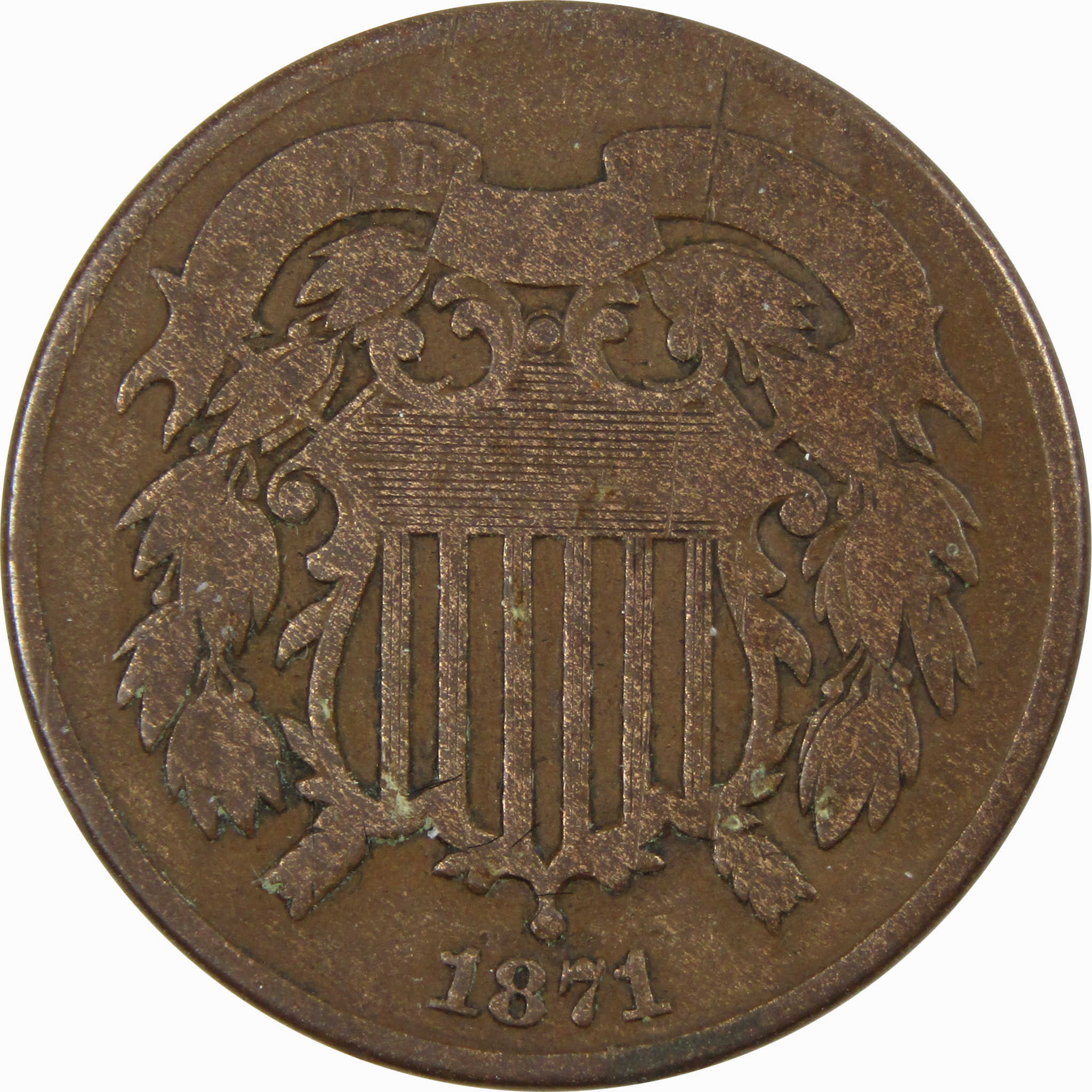 1871 Two Cent Piece G Good 2c US Type Coin SKU:I4447
