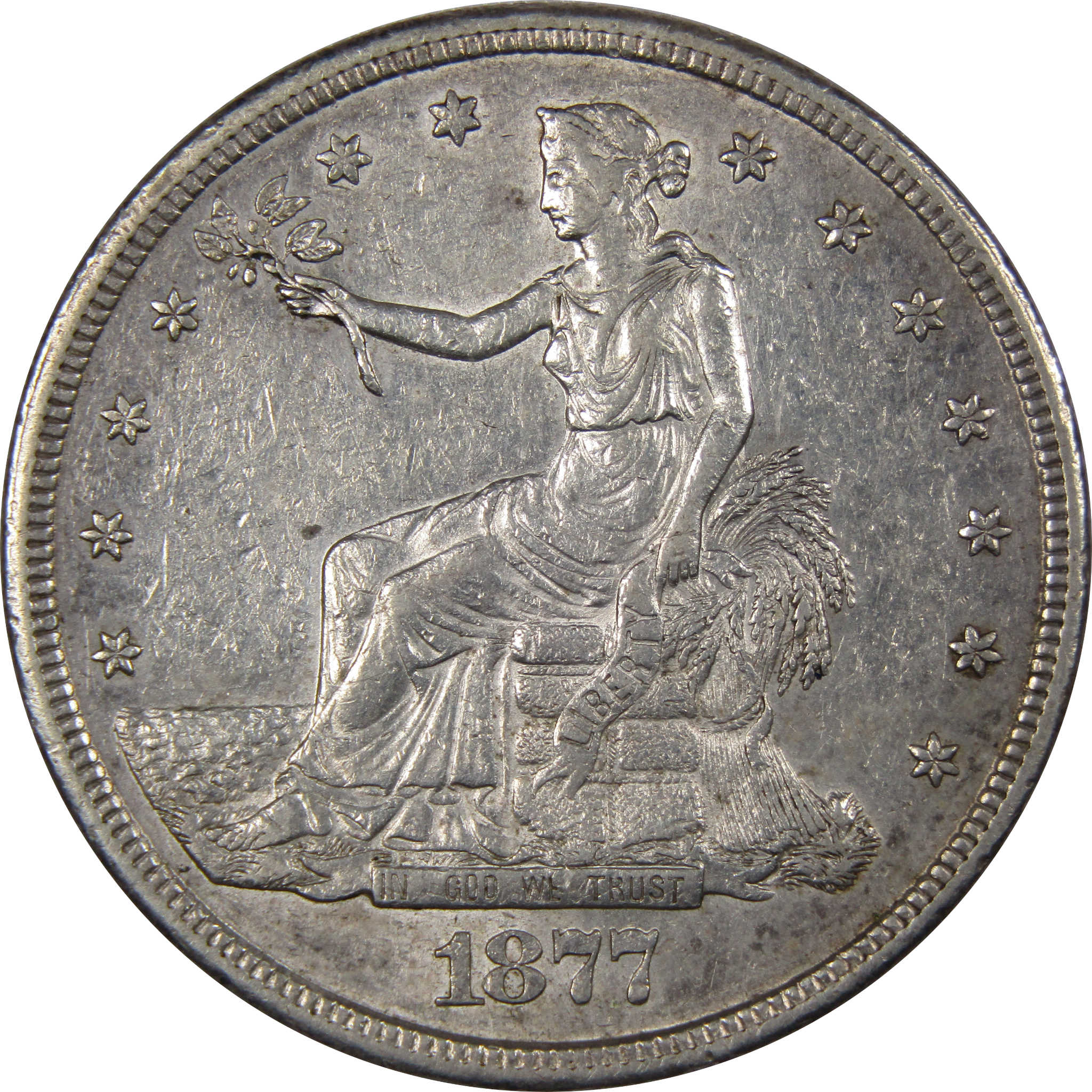 1877 S Trade Dollar AU About Uncirculated 90% Silver SKU:IPC9157