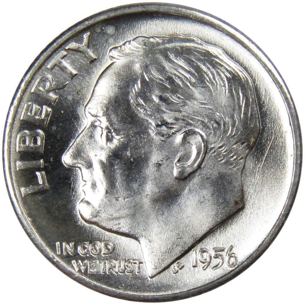 1956 D Roosevelt Dime BU Uncirculated Mint State 90% Silver 10c US Coin