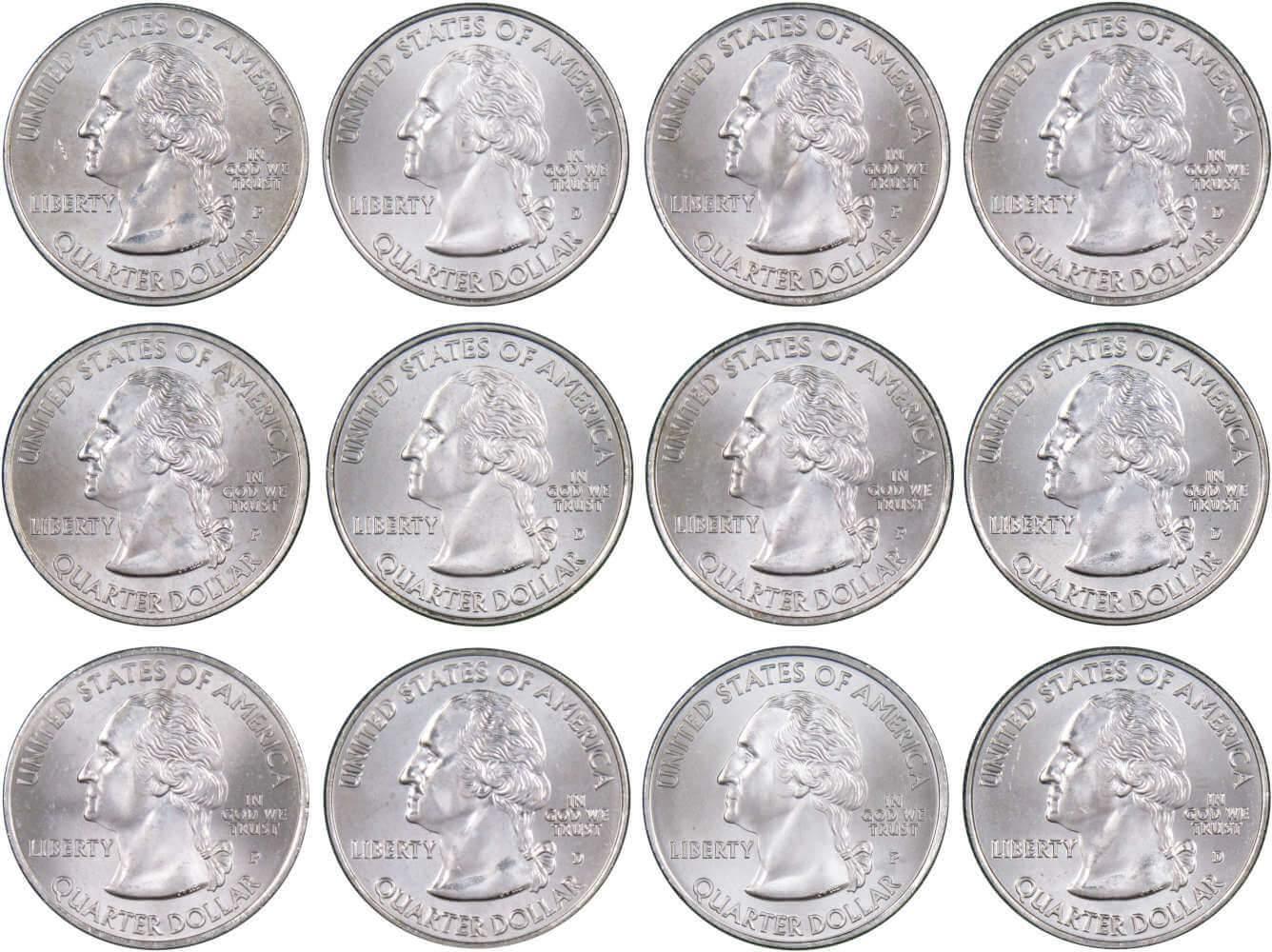 2009 P&D DC & U.S. Territories Quarter 12-Coin Set Uncirculated Mint State 25c