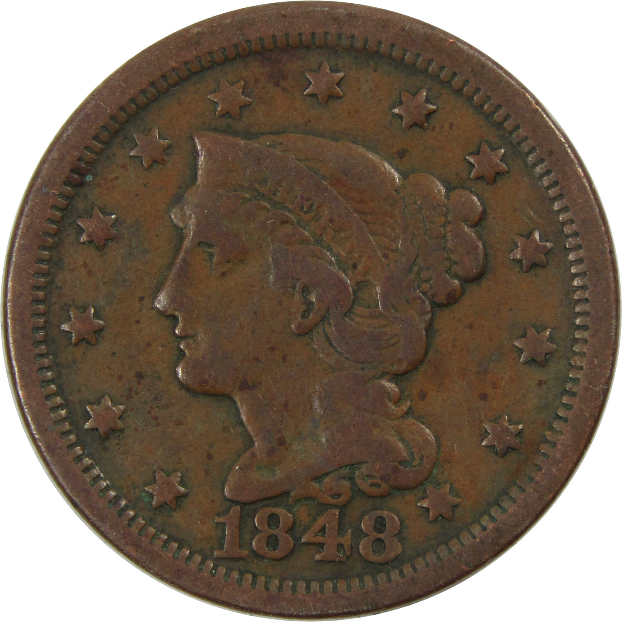 1848 Braided Hair Large Cent VG Very Good Copper Penny SKU:I4654