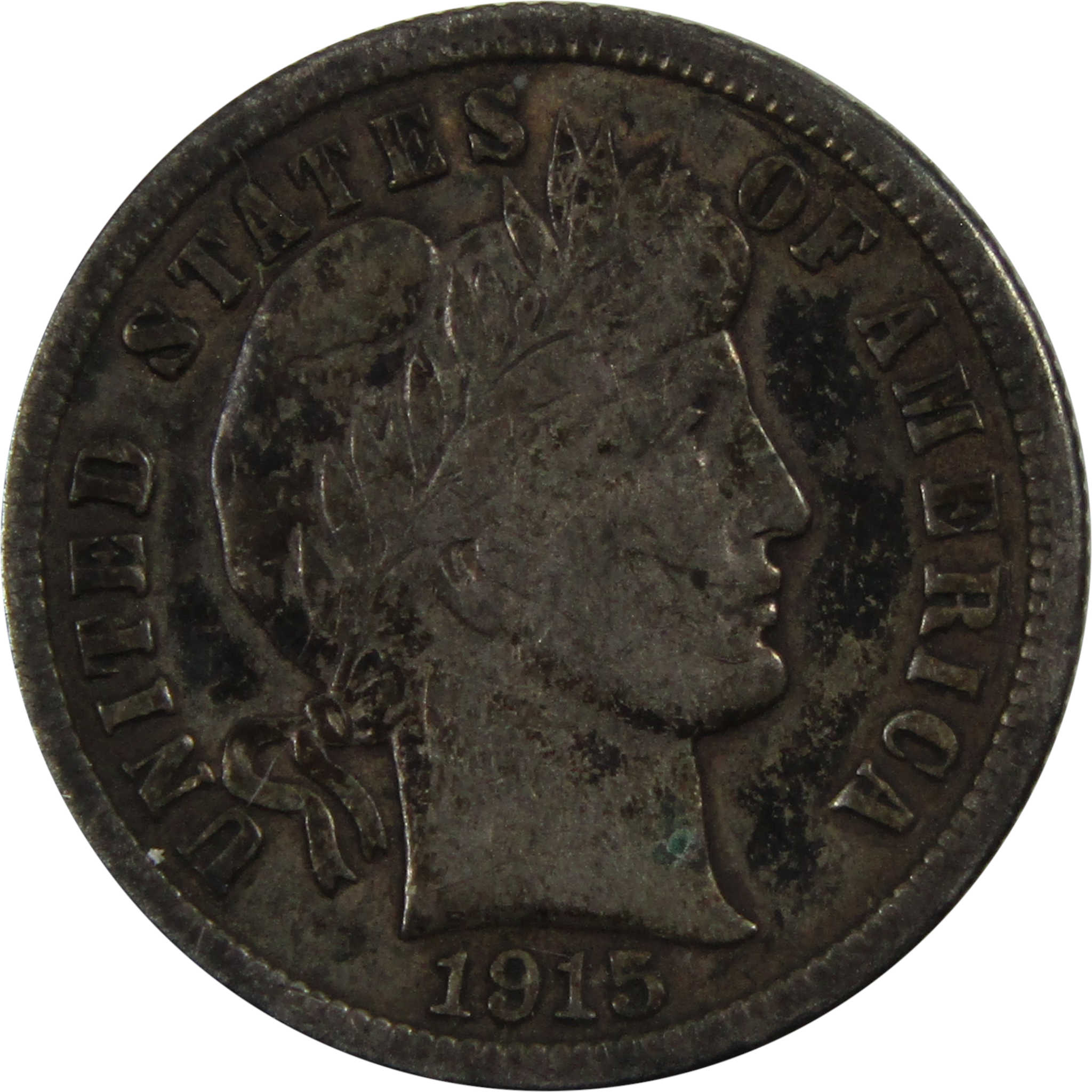 1915 Barber Dime VF Very Fine 90% Silver 10c Coin SKU:I4714