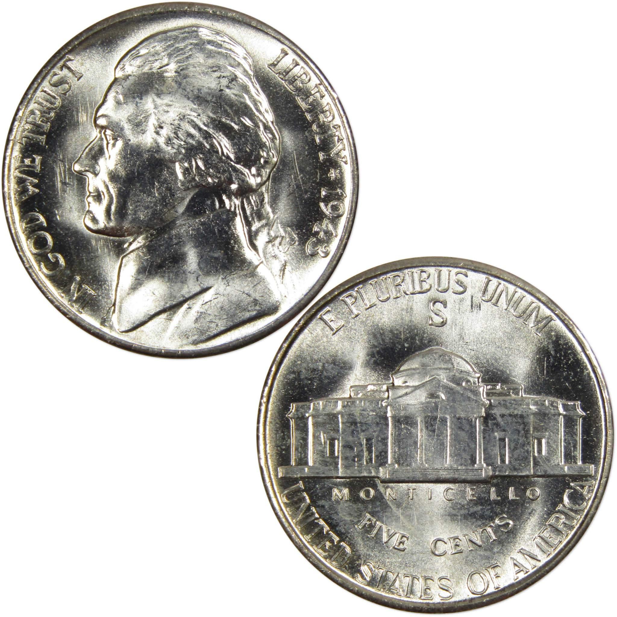 Jefferson Wartime Nickel 3 Coin PDS All-Mint Set BU Uncirculated 35% Silver 5c