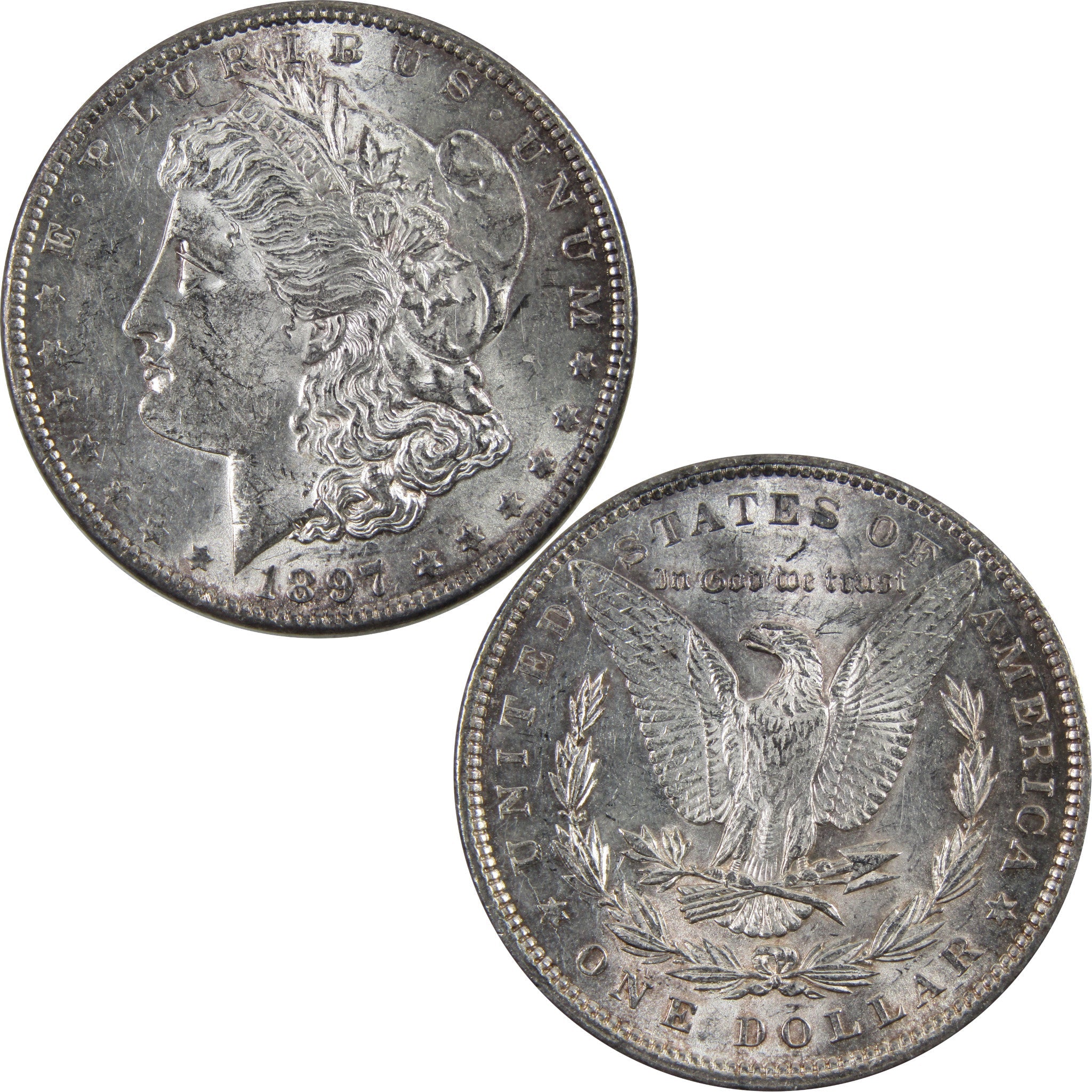 1897 Morgan Dollar AU About Uncirculated 90% Silver $1 Coin SKU:I5523 - Morgan coin - Morgan silver dollar - Morgan silver dollar for sale - Profile Coins &amp; Collectibles