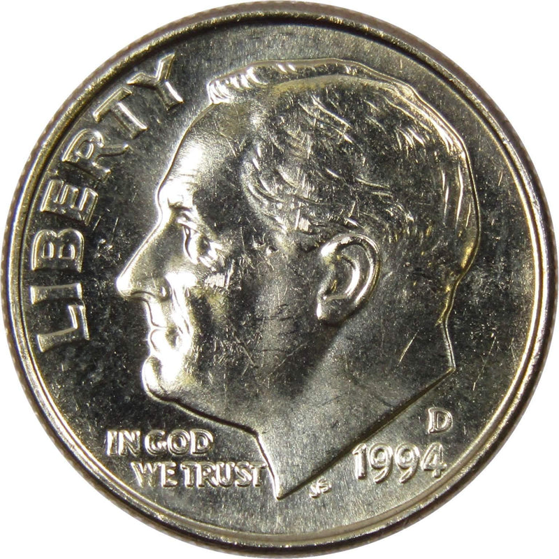 1994 D Roosevelt Dime BU Uncirculated Mint State 10c US Coin Collectible - Roosevelt coin - Profile Coins &amp; Collectibles