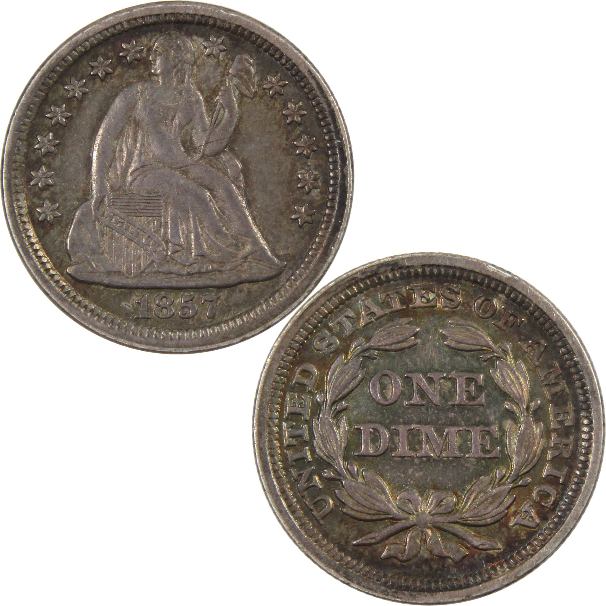 1857 Seated Liberty Dime CH AU Choice About Uncirculated 10c SKU:I4059