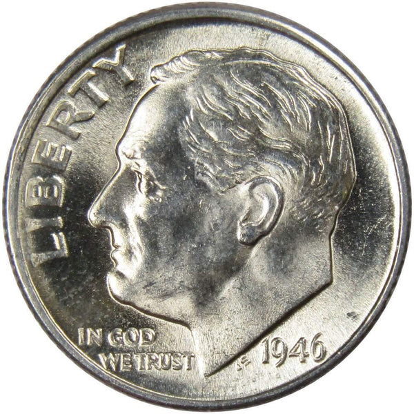 1946 D Roosevelt Dime BU Uncirculated Mint State 90% Silver 10c US Coin - Roosevelt coin - Profile Coins &amp; Collectibles