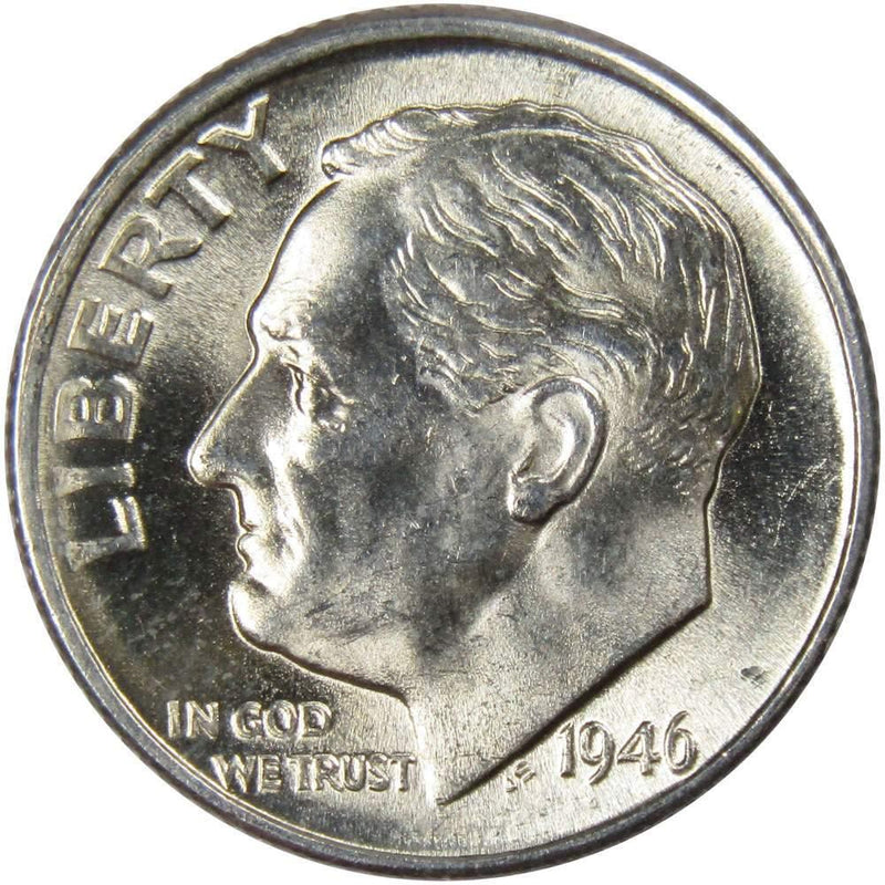 1946 D Roosevelt Dime BU Uncirculated Mint State 90% Silver 10c US Coin - Roosevelt coin - Profile Coins &amp; Collectibles