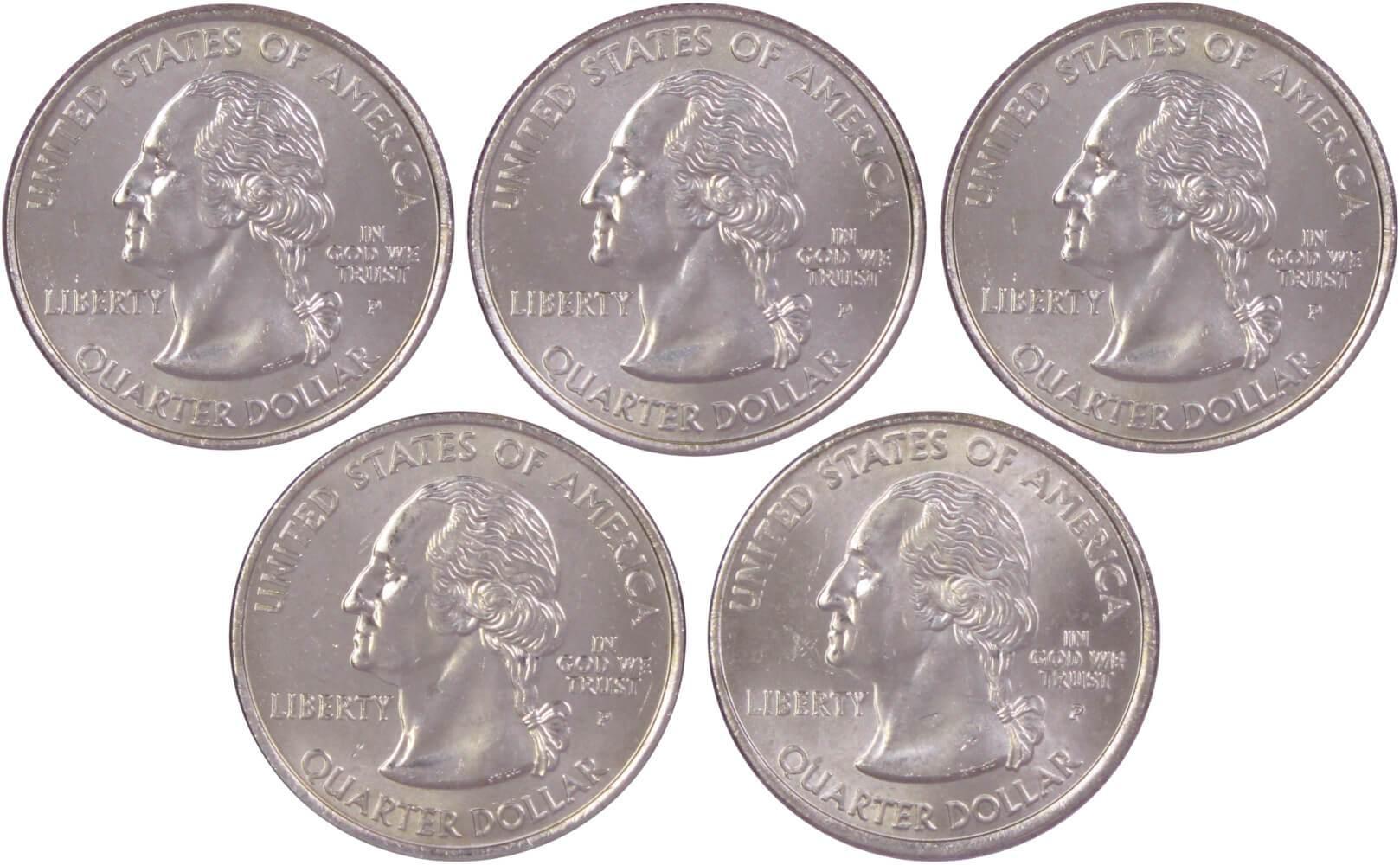 2008 P State Quarter 5 Coin Set BU Uncirculated Mint State 25c Collectible