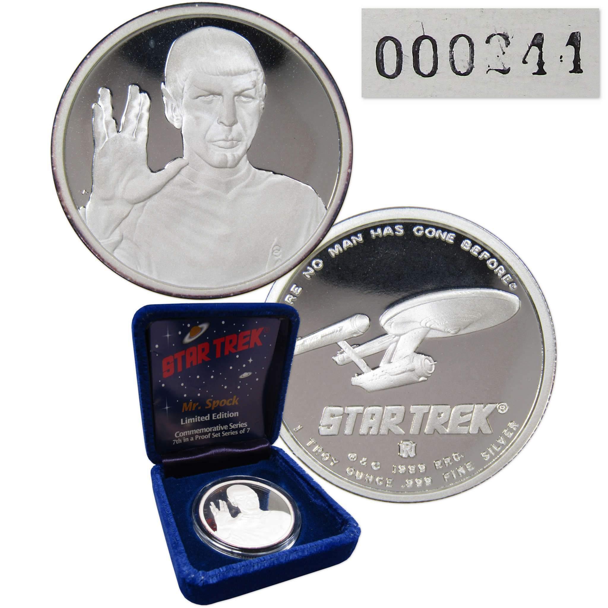 1989 Star Trek Limited Edition Commemorative 1 oz Silver 7-Coin Set Pr