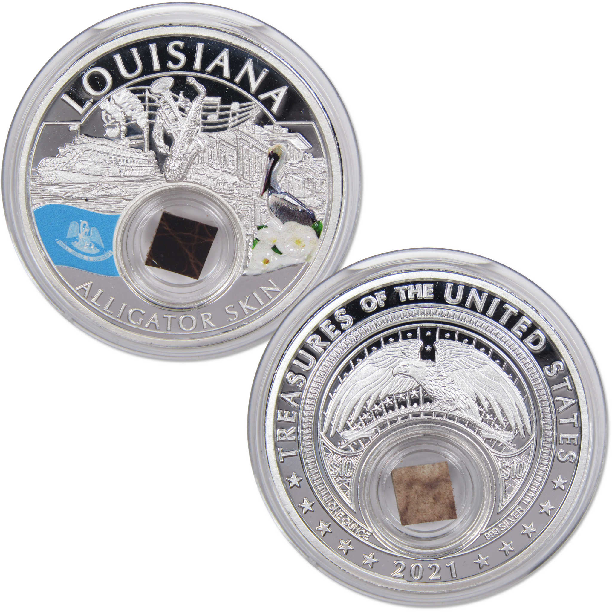 2021 Native American Mesa Grande Louisiana Alligator Skin 1 oz Silver $10 Proof