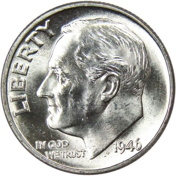 1946 Roosevelt Dime BU Uncirculated Mint State 90% Silver 10c US Coin - Roosevelt coin - Profile Coins &amp; Collectibles