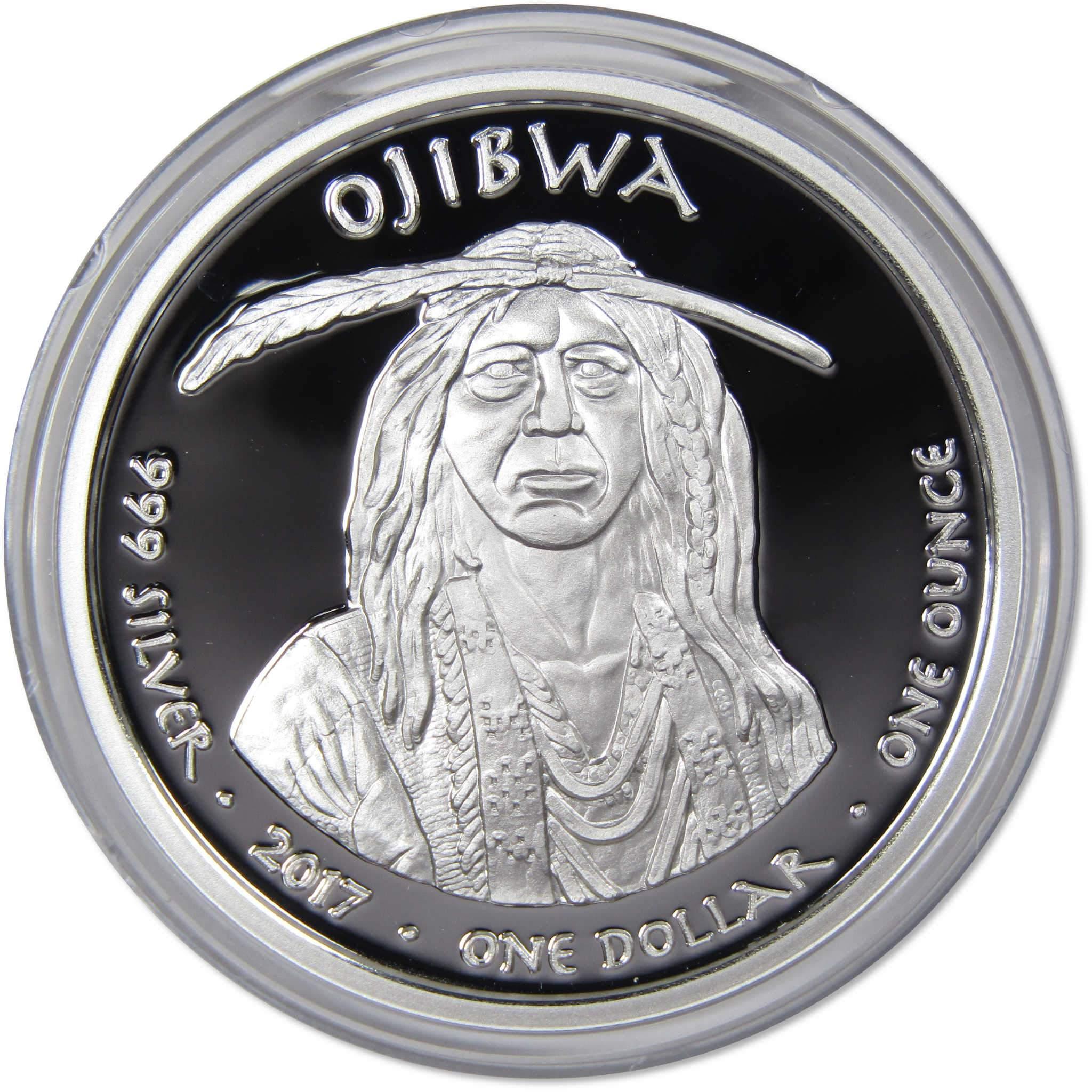 2017 Native American Jamul Ojibwa Michigan Swan 1 oz .999 Fine Silver $1 Proof