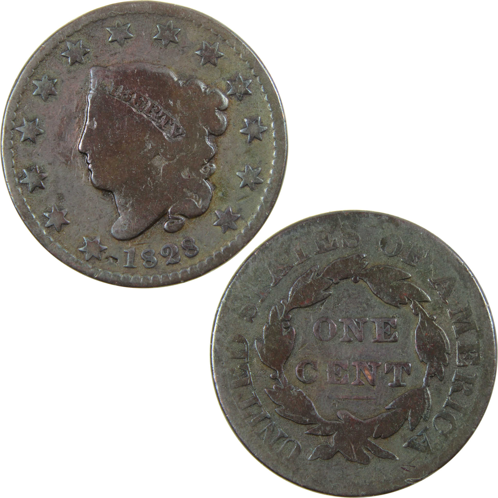 1828 Small Wide Date Coronet Head Large Cent AG About Good SKU:I4204