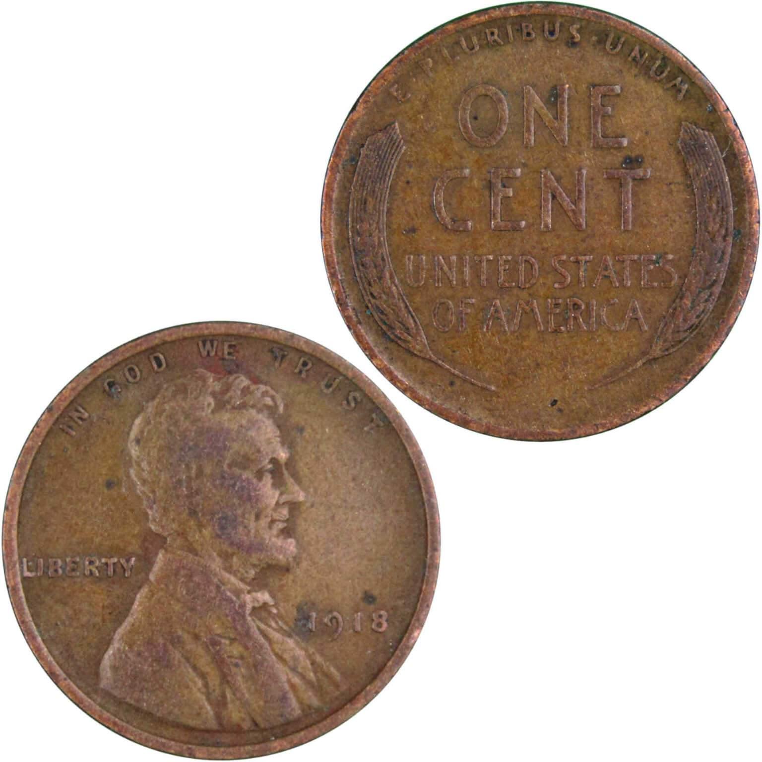 1918 Lincoln Wheat Cent VF Very Fine Bronze Penny 1c Coin Collectible