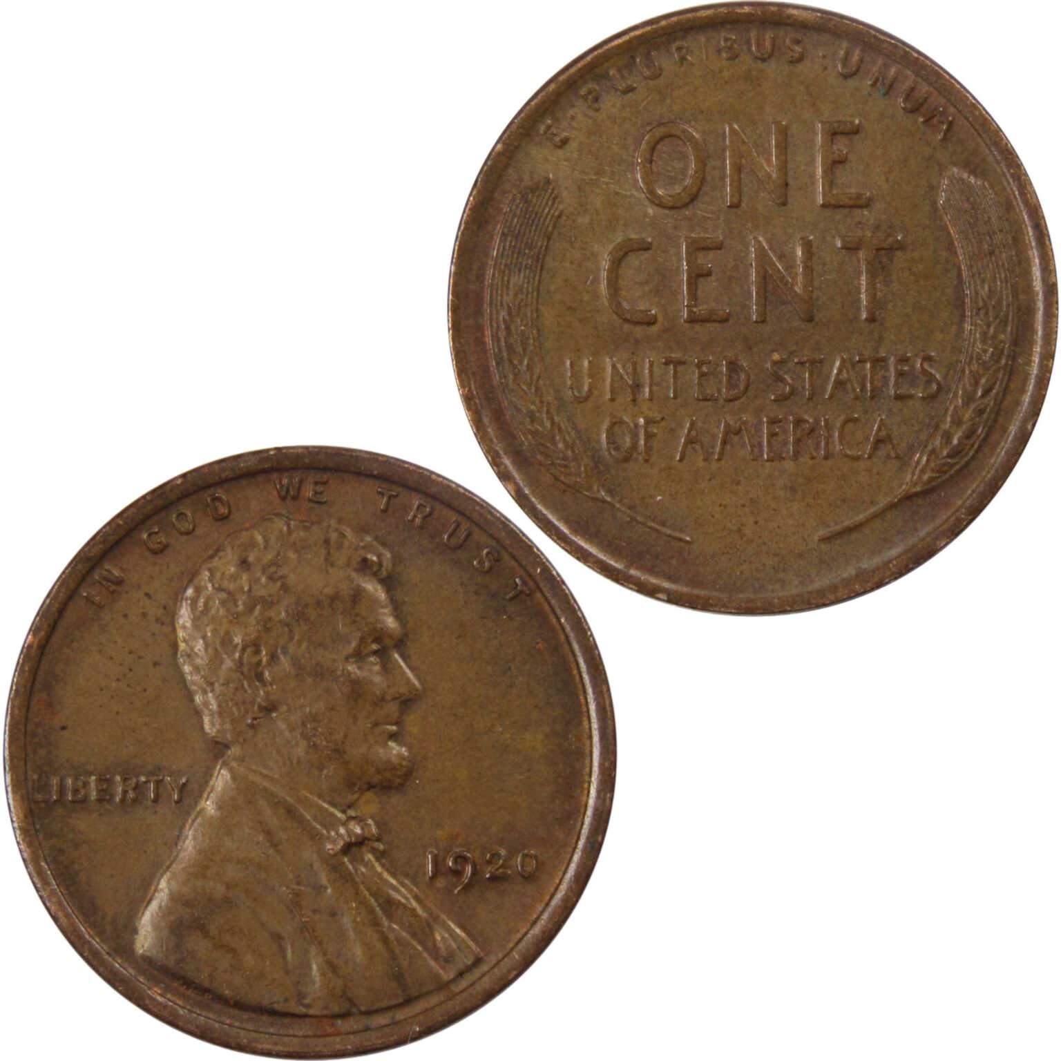 1920 Lincoln Wheat Cent AU About Uncirculated Bronze Penny 1c Coin Collectible