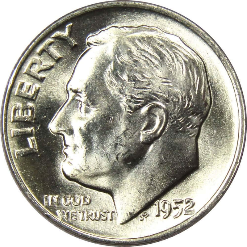 1952 D Roosevelt Dime BU Uncirculated Mint State 90% Silver 10c US Coin - Roosevelt coin - Profile Coins &amp; Collectibles