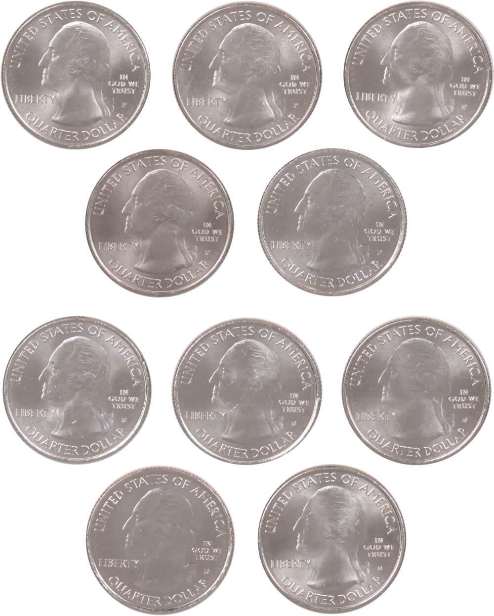 2011 P&D National Park Quarter 10 Coin Set Uncirculated Mint State 25c