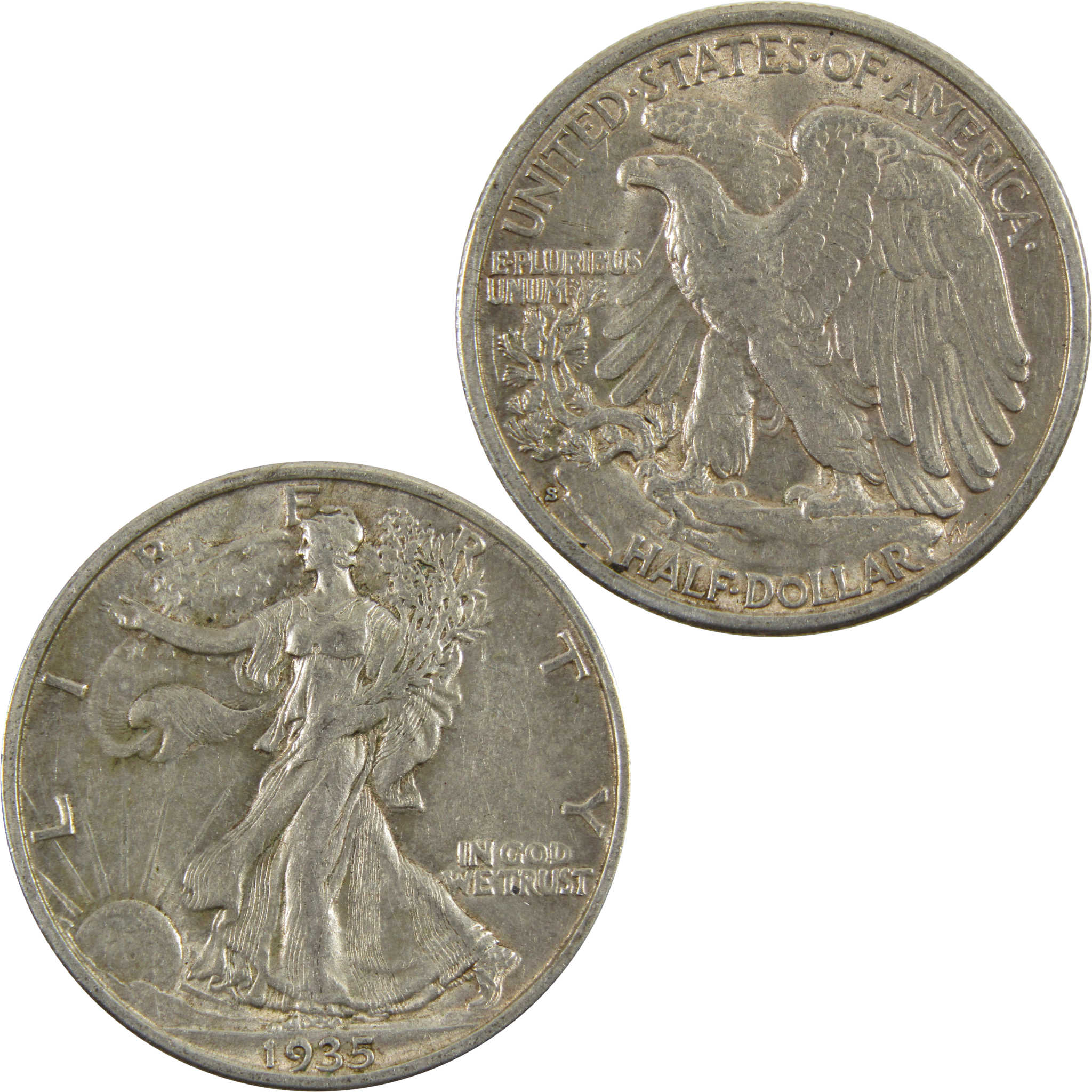 1935 S Liberty Walking Half Dollar AU About Unc 90% Silver SKU:I7638