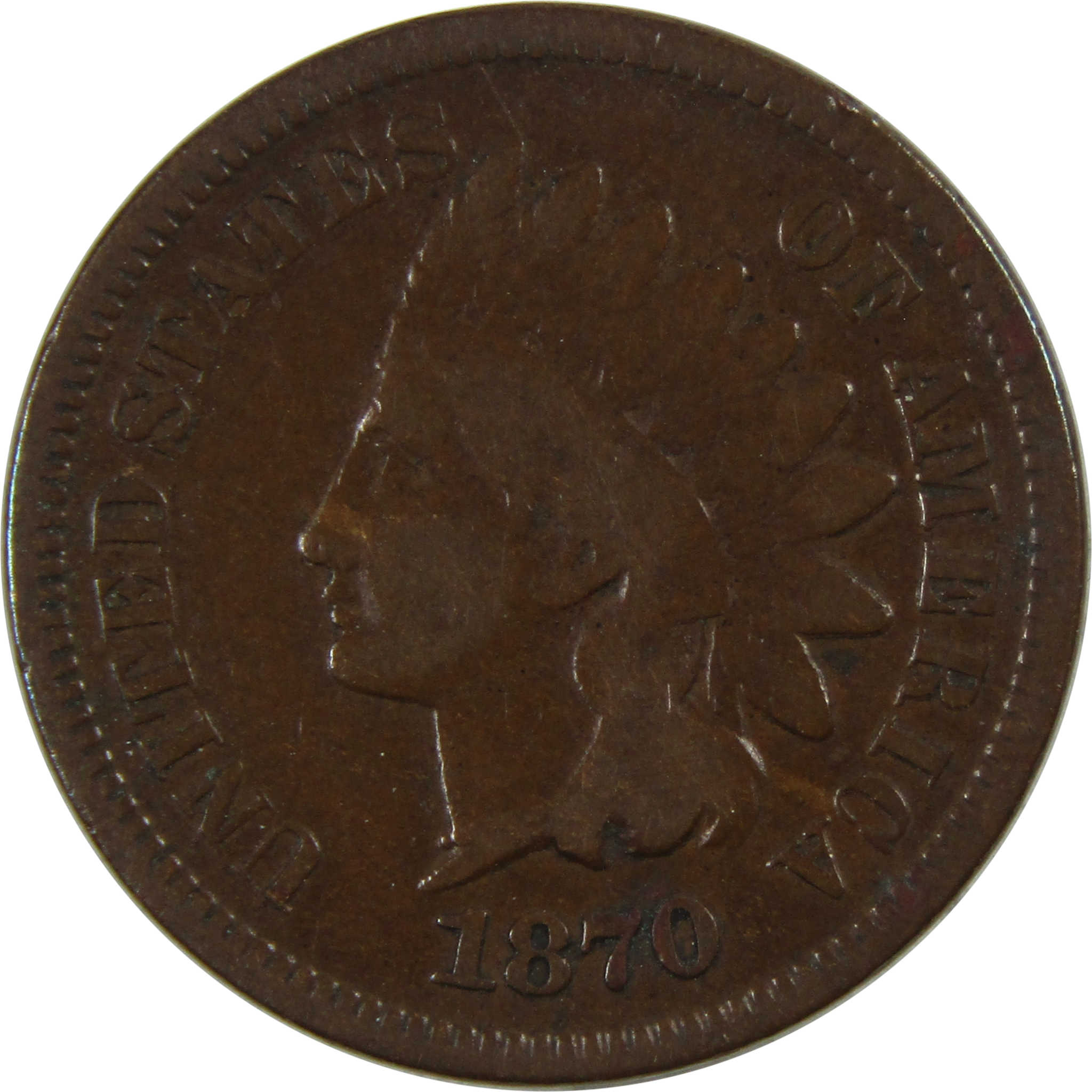 1870 Indian Head Cent VG Very Good Penny 1c Coin SKU:I4789