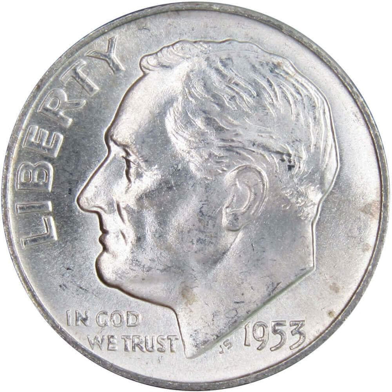 1953 D Roosevelt Dime BU Uncirculated Mint State 90% Silver 10c US Coin - Roosevelt coin - Profile Coins &amp; Collectibles