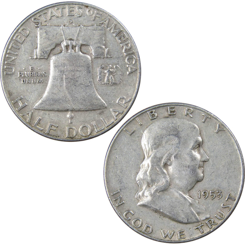 1953 D Franklin Half Dollar VF Very Fine 90% Silver 50c US Coin Collectible - Franklin Half Dollar - Franklin half dollars - Franklin coins - Profile Coins &amp; Collectibles