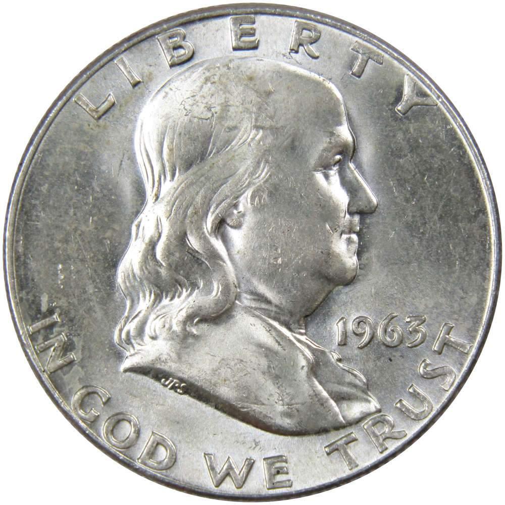 1963 D Franklin Half Dollar AU About Uncirculated 90% Silver 50c US Coin
