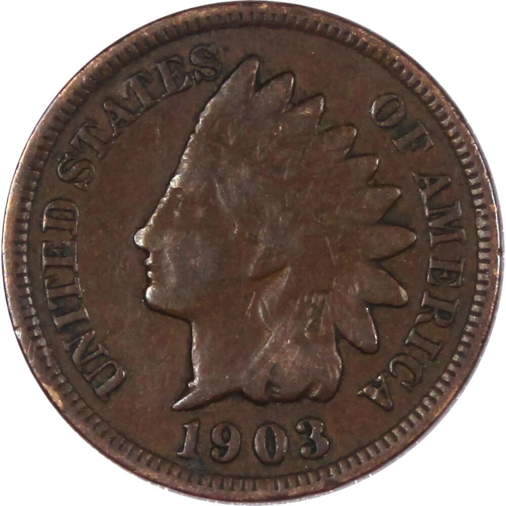 1903 Indian Head Cent VG Very Good Bronze Penny 1c Coin Collectible