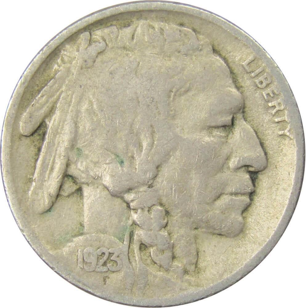 1923 Indian Head Buffalo Nickel 5 Cent Piece F Fine 5c US Coin Collectible
